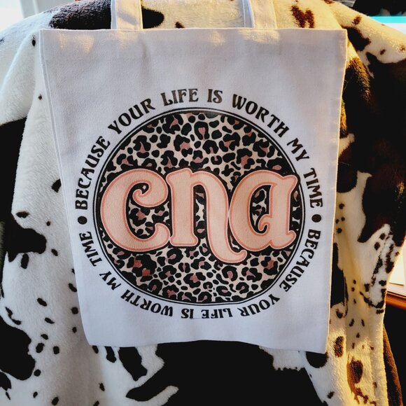 CNA Animal Print Canvas Shopping Tote Reusable Tote Bag - Picture 3 of 6